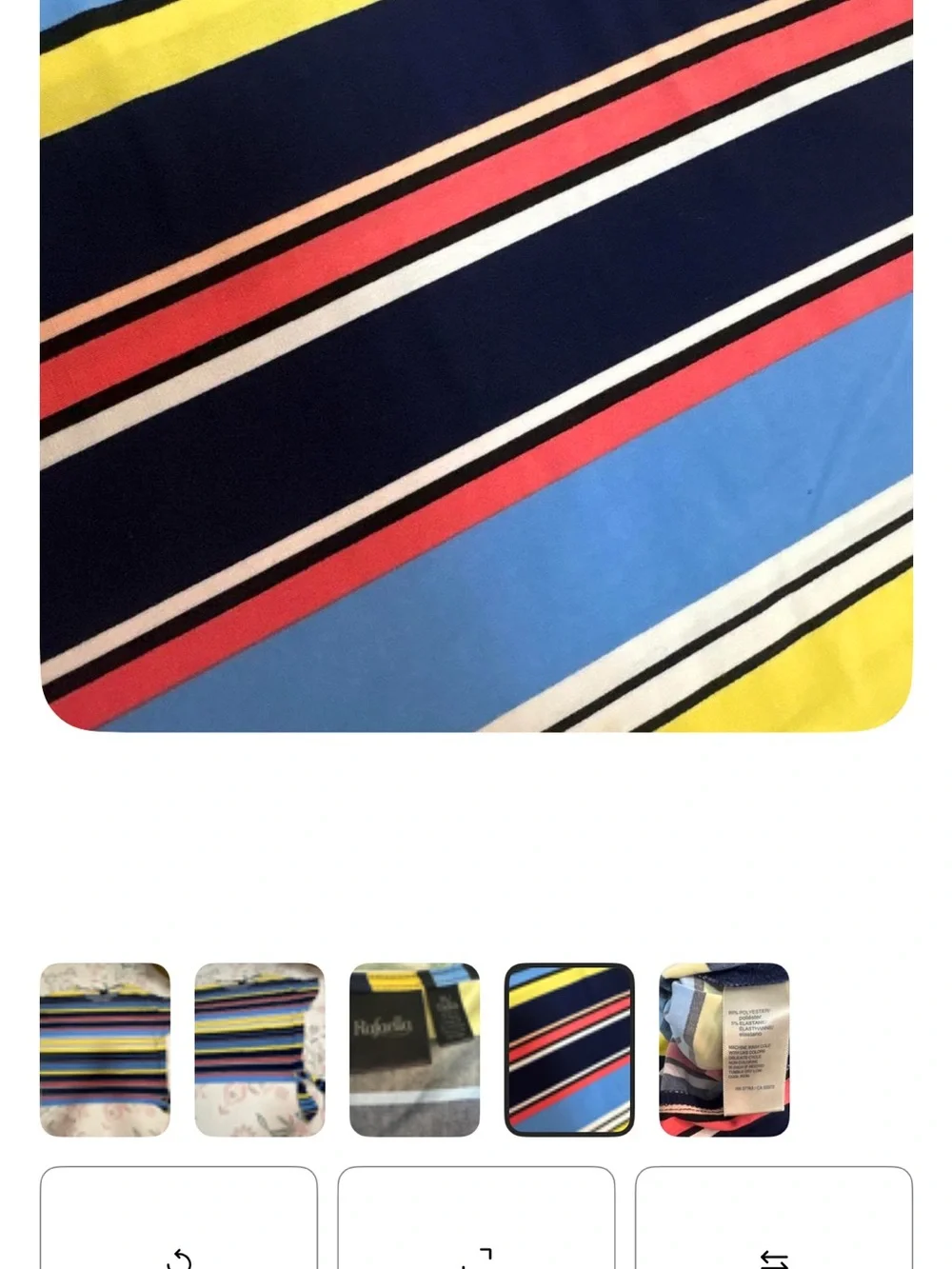 Rafaella Navy Multi-Stripe Bedding Throw with Yellow & Coral Accents